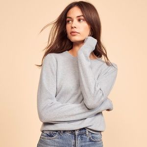 Reformation Cashmere Crew Sustainable Sweater Dusty Blue